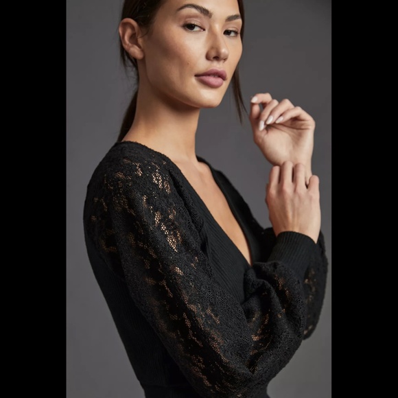 Anthropologie Lace-Sleeve Sweater Top - Picture 3 of 16